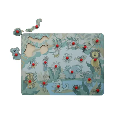 Jep! Kids Holz Holzknopfpuzzle- Jungle - Multicolor