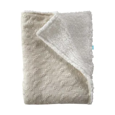 Bink Bedding Babydecke Doppelseitig 75 x 100 cm - Esmee Ecru / Sherpa Offwhite