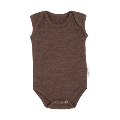 Baby's Only Romper Mouwloos - Merino Fine Meadow - Taupe