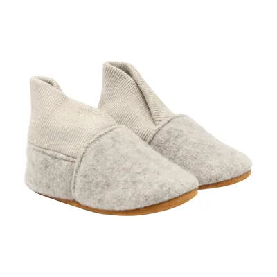 En Fant Wollpantoffeln Rippstrick - Sand Melange