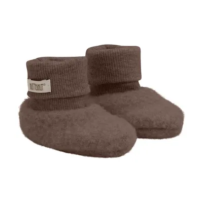HUTTEliHUT Slofjes - Maat 50/56 - Wool - Brown Melange