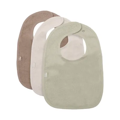 Jollein Frottee Lätzchen - 3 Stück - Sand / Soft Matcha / Milky Coffee