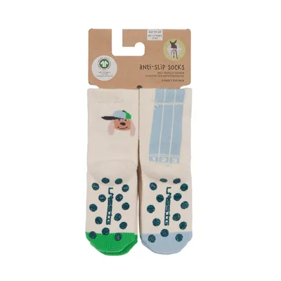 LÄSSIG GOTS Anti-Rutsch-Socken – 2er-Pack – Dog – Größe 27-30
