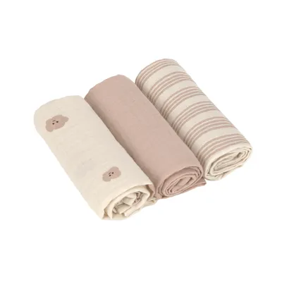 Lässig Swaddle & Burp Tücher - Tiny Team - 3er - Pack- 60 x 60 cm - Mushroom