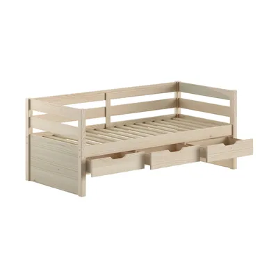 Vipack Kajuitbed Margrit - 90 x 200 cm - inclusief lades - Milky Pine