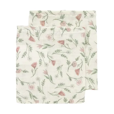 Meyco Baby Flower Waschlappen - 2 Stück - Pre-washed Musselin - Multicolour