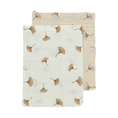 Meyco Baby Gingko Waschlappen - 2er-Pack - Offwhite/Soft Sand - 20x17 cm