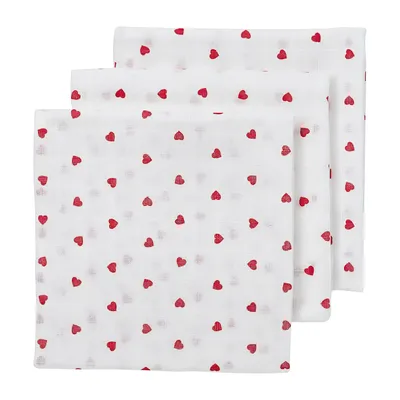 Meyco Baby Sweet Heart Hydrofiele Tücher - 70 x 70 cm - 3-Pack - Rot