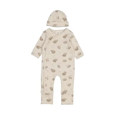 Feetje Geschenkset Strampler + Mütze – Off-White Melange