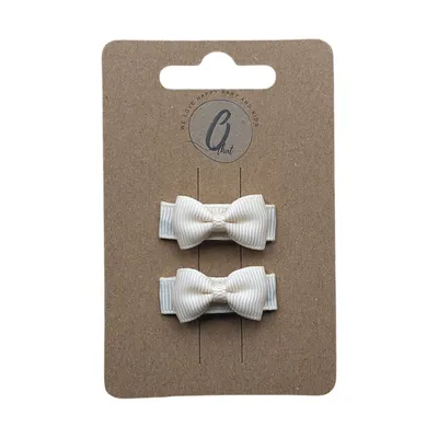 Ootje Kadootje Babyhaarclipjes - Grosgrain Mini - Ivory - 2 st.