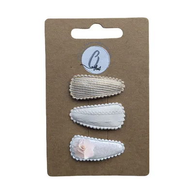Ootje Kadootje Babyhaarclipjes Chiffon - 3 Stuks - Ivoor/Glitter/Goud 