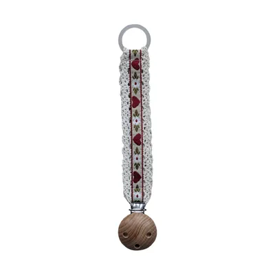 Ootje Kadootje Vintage Schnullerkette mit Spitze – Herzen