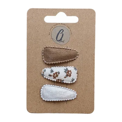 Ootje kadootje Spring Haarclip - Spring Bruin / Print / Goud - 3 Stuks 