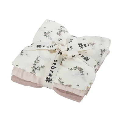 Sebra Hydrofiele Doeken Set - Powder Blossom Rose - 3 Stuks