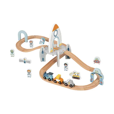 Tooky Toy Eisenbahn Mit Raumstation - Holz
