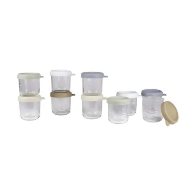 Beaba Glazen Bewaarpotjes - 250 ml - 10 Stuks - Natural Color Mix