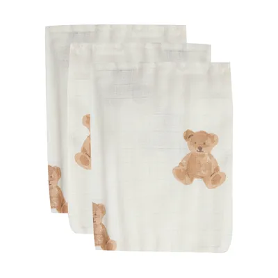 Jollein Teddy Bear Hydrophile Waschlappen 3 Stück