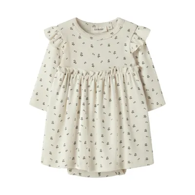 Lil Atelier Blue Flower Midi Jurk - Turtledove