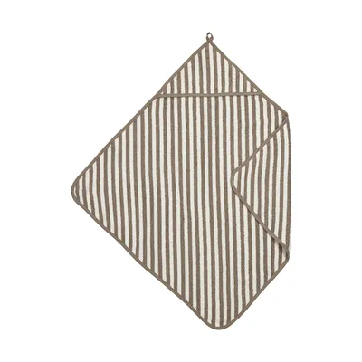Meyco Baby Fat Stripe Badecape - 75x75 cm - Frottee - Taupe