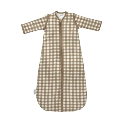 Meyco Vichy Square Gevoerde Slaapzak Met Afritsbare Mouwen - Jersey - Dark Taupe