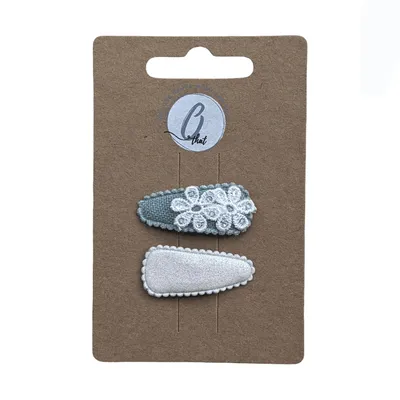 Ootje Kadootje Babyhaarclipjes - 2 Stuks - Pailletten Groen/Zilver