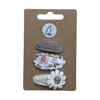 Ootje Kadootje Babyhaarclipjes - 3 Stuks - Schulpbloem/Bruin/Margriet