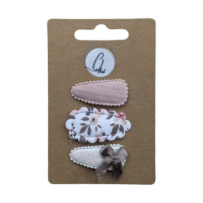 Ootje Kadootje Babyhaarspangen – 3er-Set – Muschel/Glitzer/Altrosa