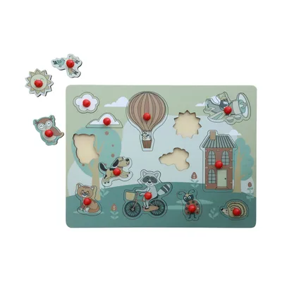 Jep! Kids Houten Knopjespuzzel - Garden - Multicolor
