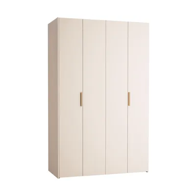Vox Stor Kleiderschrank 140 x 225 cm - Comfort - Oak / Sandy Beige - Kurze Metallgriffe Roségold