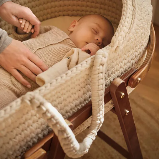 Moonboon Moseskorb mit Ständer – Gehäkelt – Natur – Einheitsgröße