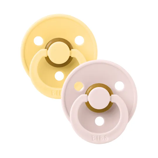 BiBs Colour Fopspeen - Rond - 2 Stuks - 0-6 Mnd - Pale Butter/Petal 