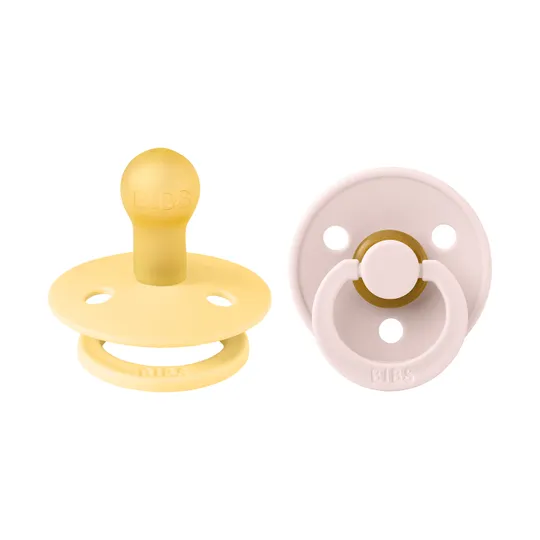 BiBs Colour Fopspeen - Rond - 2 Stuks - 0-6 Mnd - Pale Butter/Petal 
