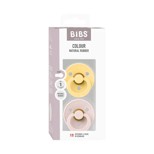 BiBs Colour Fopspeen - Rond - 2 Stuks - 0-6 Mnd - Pale Butter/Petal 