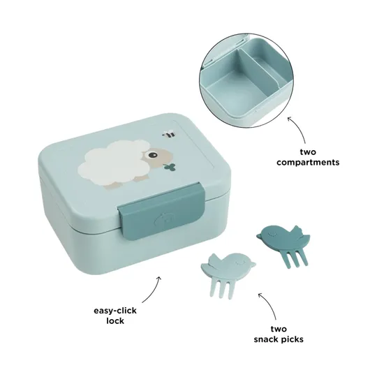 Done By Deer Lunchbox met Snackprikkers - Tiny Farm - Blue