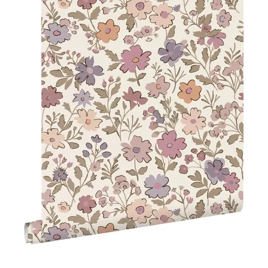Estahome Behang - Bloemetjes - Paars, Roze en Wit