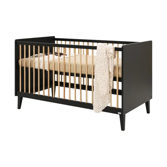 ToiToiKids Xem Bett – 70 x 140 cm – Mattschwarz/Eiche