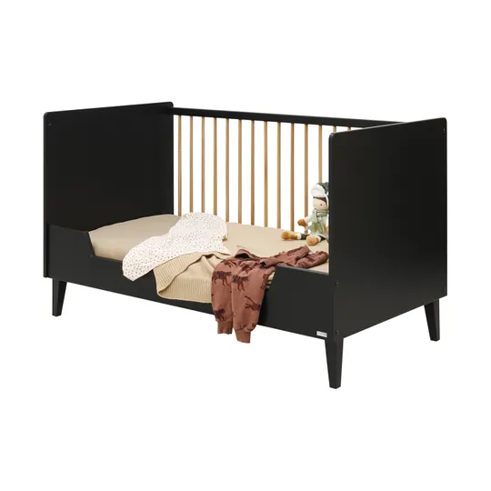 ToiToiKids Xem Bett – 70 x 140 cm – Mattschwarz/Eiche