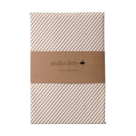 Studio Ditte Spannbettlaken - Streifen - Toffee - 90 x 200 cm
