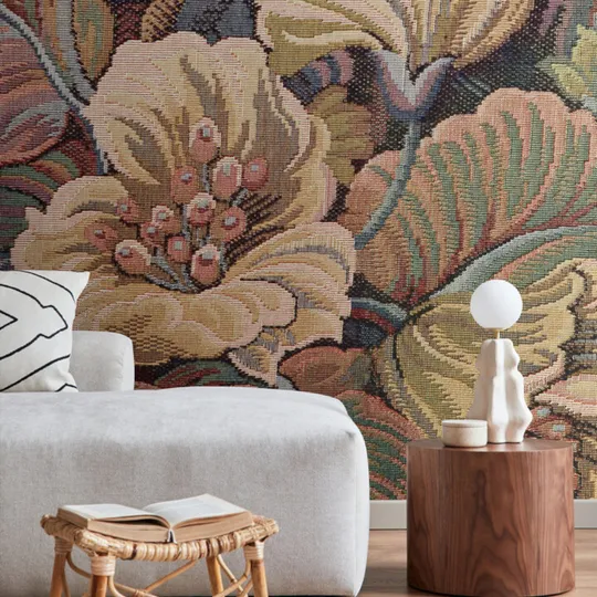 Estahome Fotobehang - Geborduurd Bloemmotief - Terracotta Roze