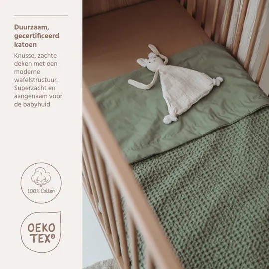 Meyco Ledikantdeken - Waffle Cotton - Olive Green - 100x150 cm