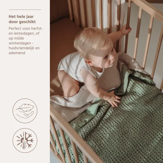 Meyco Ledikantdeken - Waffle Cotton - Olive Green - 100x150 cm