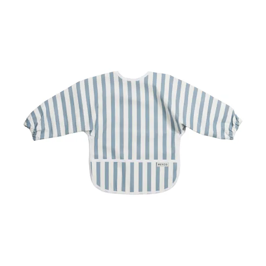 Meyco Lätzchen mit Ärmeln - Fat Stripe - Jeans Blue - 1er-Pack