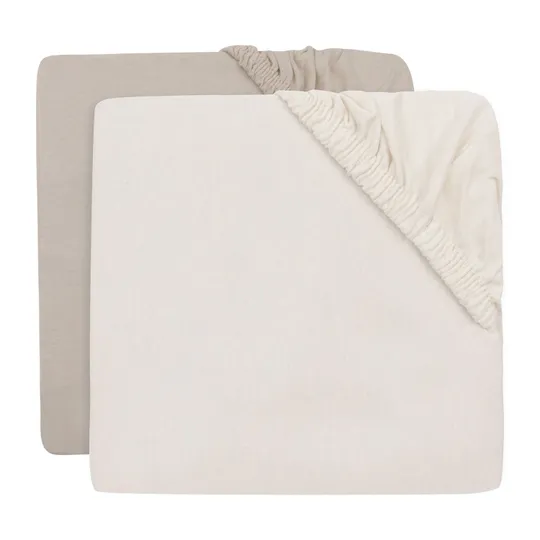 Jollein Jersey-Spannbettlaken – 40/50 x 80/90 cm – 2er-Set – Oatmeal / Sand