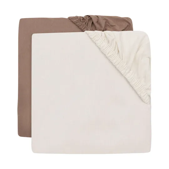Jollein Spannbettlaken - Jersey - 2 Stück - 60×120 cm - Milky Coffee/Ivory