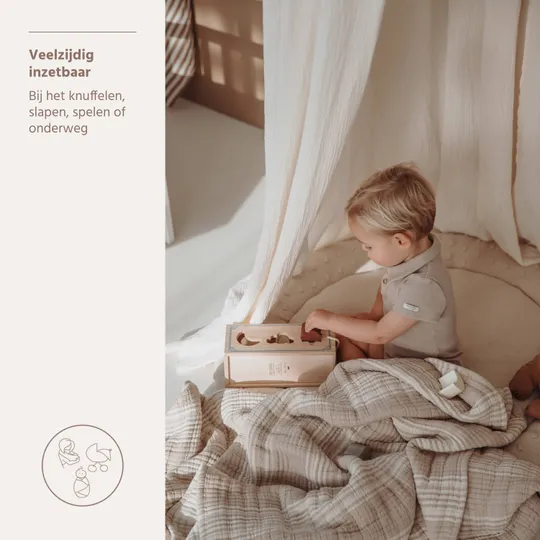 Meyco Wiegdeken - Hydrofiel Jacquard Stripe - Sand - 75x100 cm