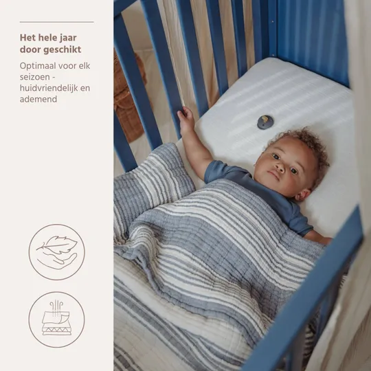 Meyco Wiegdeken - Hydrofiel Jacquard Stripe - Indigo - 75x100 cm