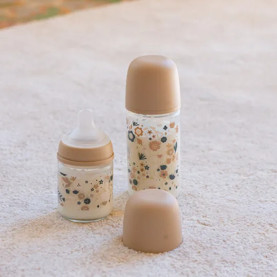 Suavinex Babyflasche Glas - SX Pro - Wonderland - Slow Flow - 120ml - Beige