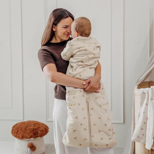 Meyco Slaapzak 4-Seizoenen Deluxe - One Size - Jersey - Ginkgo - Soft Sand