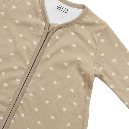 Meyco Sweet Heart Slaapzak met vaste mouw rond - 110 cm - Jersey - Sand