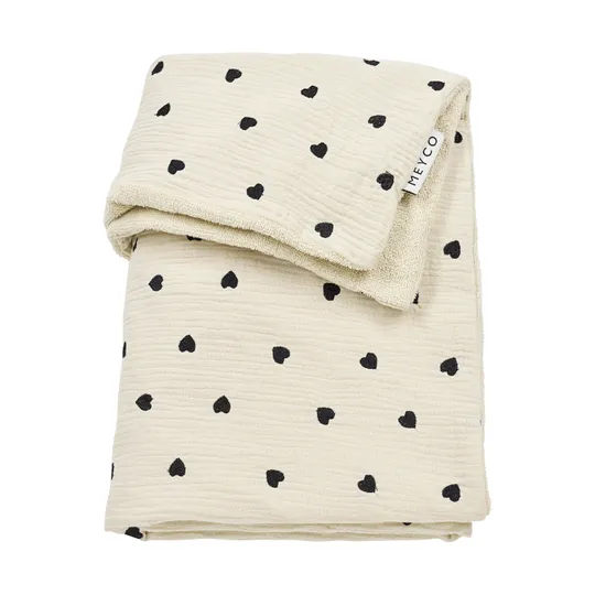 Meyco Bestickte Decke Pre-Washed - Sweet Heart - Soft Sand - 100 x 150 cm